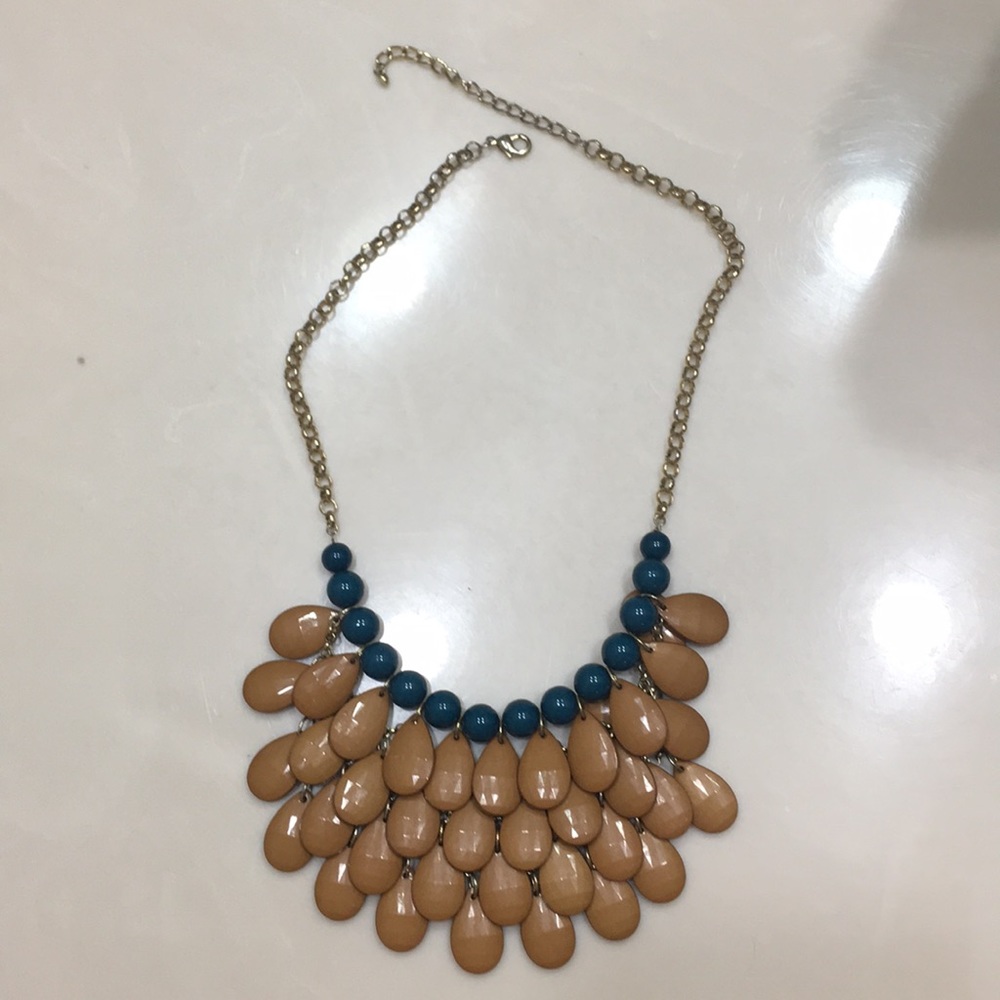 Brown and teal statement necklace